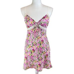 PRINCESS POLLY Pink Floral Emilee Babydoll Slip Dress 6 Camisole Mini Milkmaid‎